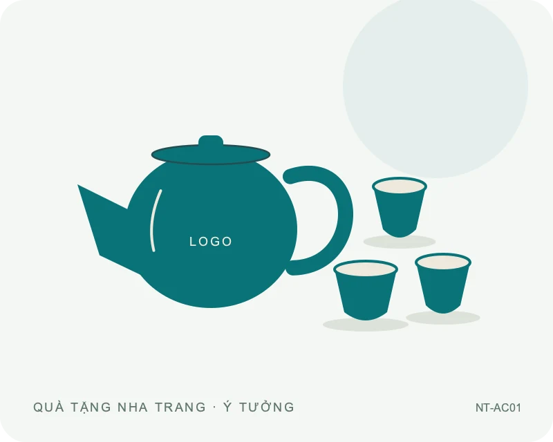 Ấm chén dáng tròn — minh họa mẫu quà