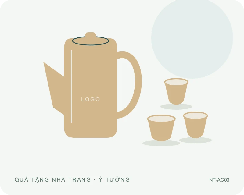 Ấm chén dáng cao — minh họa mẫu quà