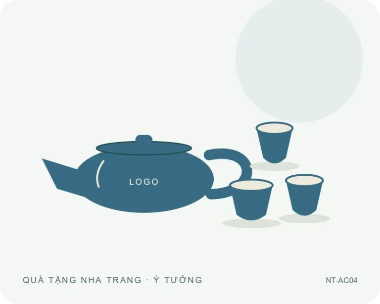 Ấm chén dáng thấp — minh họa mẫu quà