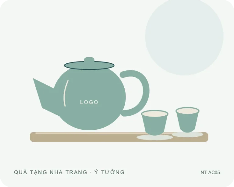 Ấm chén có khay — minh họa mẫu quà
