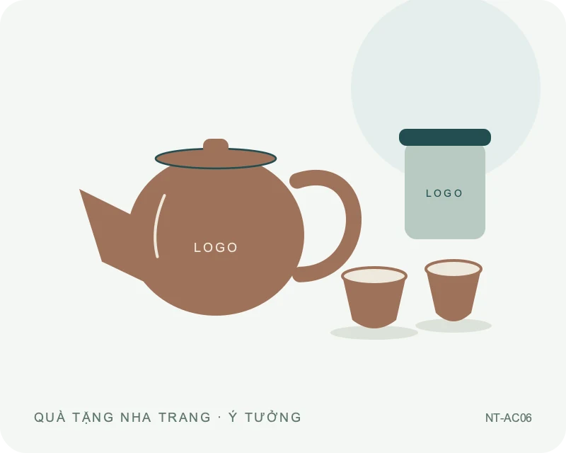 Ấm chén kèm hũ trà — minh họa mẫu quà