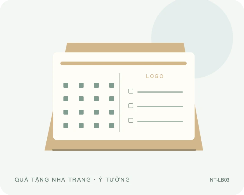 Lịch để bàn kèm ghi chú — minh họa mẫu quà
