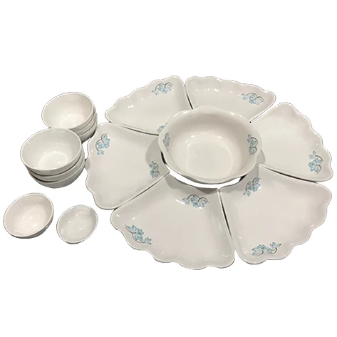 Bộ Mặt Trời nền trắng họa tiết sen xanh gồm 15 món
