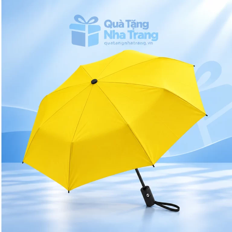 Dù gấp ba tự động hai chiều màu vàng
