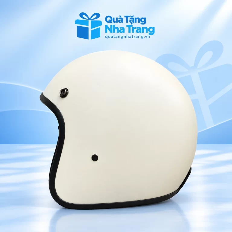 Mũ bảo hiểm 3/4 kem viền đen